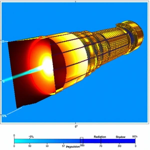 A Blue Sky With A Yellow Tube Or Pipe Extending From The Left Side Of The Frame To The Right Side