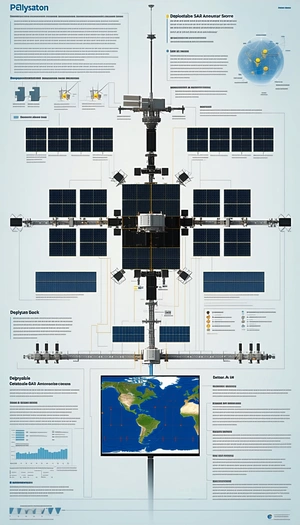 The Image Is A Diagram Of A Space Station, Showing The Various Components And Their Connections