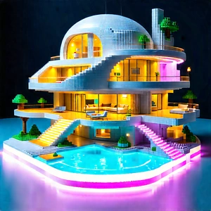 Futuristic Smart Home With Large, Colorful,
