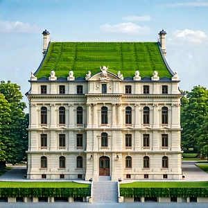 Urban Cinema 4d: Historic (building:1.32) With Green Rooftop With Large White