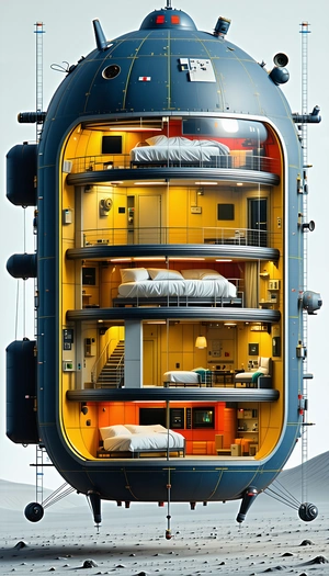 A Futuristic, Multi-level Living Space That Resembles A Giant Ship