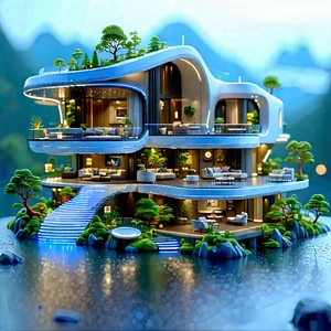 Futuristic Smart Home With Large, Futuristic