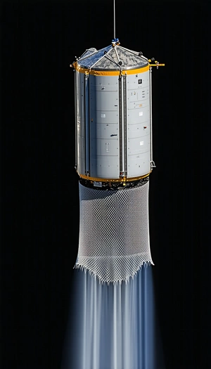 A Large White Space Shuttle Is Shown In A Dark Background