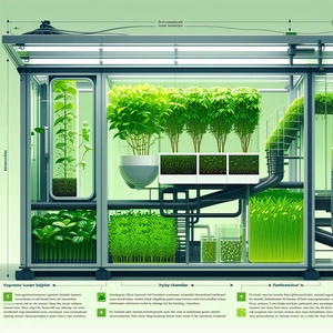 The Image Is A Large, Detailed Drawing Of A Greenhouse Filled With Various Plants