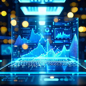 Financial Technology In Research Center With Laptop Computer