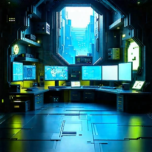 (futuristic:1.28) (digital:1.39) Workspace With Futuristic Setting,