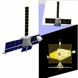 The Image Is A Three-part Illustration Of A Spacecraft
