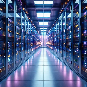 Tech Pastel Drawing: Server Rack With Laser Scanning With Large Room