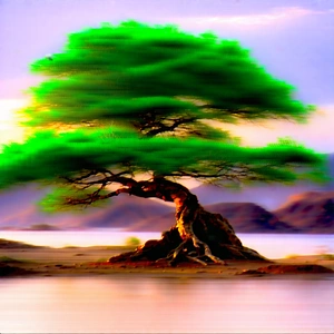 Nature Tilt-shift Photography: Ancient Tree In Rocky Terrain With Large Tree