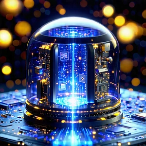 Quantum Computer With Laser Scanning With Image, There