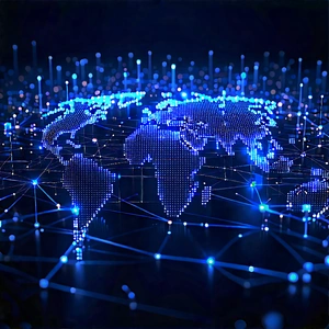 Blockchain Network Visualization With Blue White