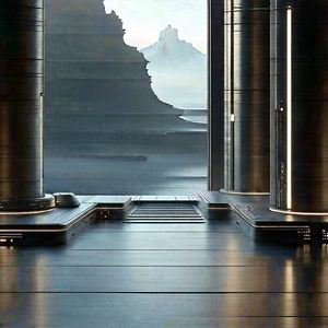 Futuristic Digital Workspace With Large, Open