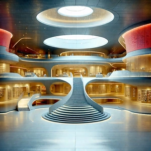 Tech Tilt-shift Photography: Futuristic Innovation Hub With Large, Modern