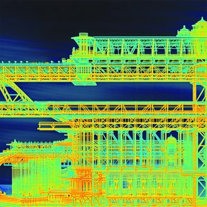 The Image Is A 3d Model Of A Large Structure, Possibly A Bridge Or A Building