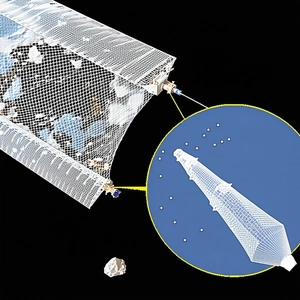A Space Shuttle Is Shown In A Close-up View, With A Blue Background