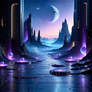Futuristic Digital Workspace With Futuristic Scene,