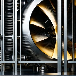 Tech Etching: Close-up Of Cooling System With Large Metal