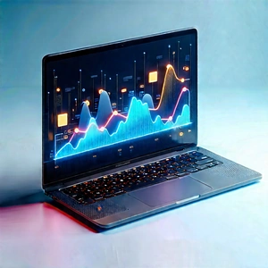 Laptop With Data Visualization With Laptop Computer