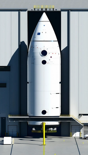 A Large White Space Shuttle Parked Inside A Large Building