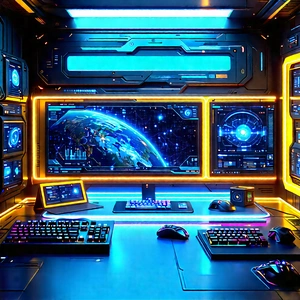 Futuristic (digital:1.14) Workspace With Image