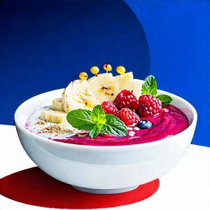 Lifestyle Technical Illustration: Smoothie Bowl Prepared With Organic Components With Bowl Filled