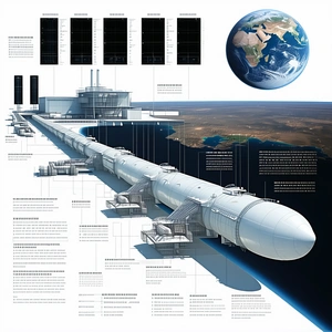 A Large White Spacecraft Is Shown In A Diagram, With A Large Globe In The Background