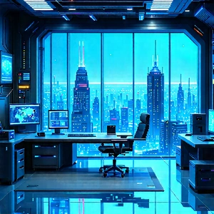 Futuristic Tech Startup Office With Image, There