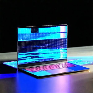 Tech Low Poly: Laptop With Holographic Display With Laptop Computer