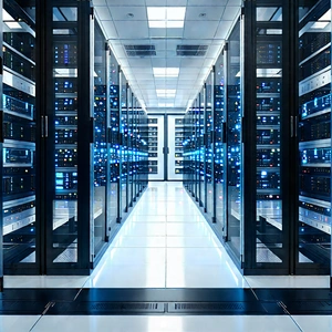 Server Rack With Data Streams With Large Room