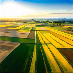 Nature Pastel Drawing: Aerial View Of Agricultural Fields With Large, Colorful,