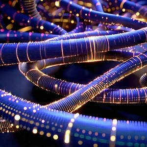Close-up Of Fiber Optic Cables With Image, There