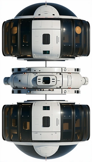 A Large White Spacecraft With A Hollowed-out Center