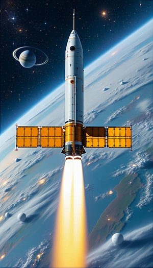 A Space Shuttle Is Shown In The Image, With Its Engine On