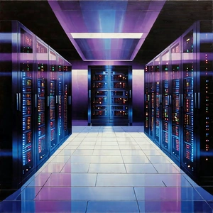 (futuristic:1.38) Server Room With Image, There
