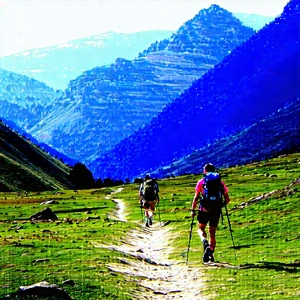 Lifestyle Digital Art: Hiking in (mountain:1.37) trail