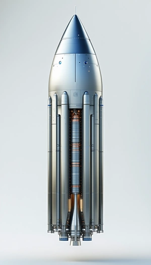 A Large Rocket Ship Is Shown In A Close-up View