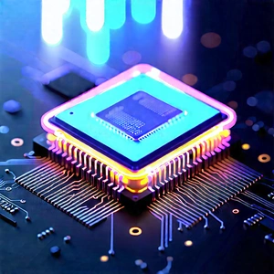 Microchip with neon accents