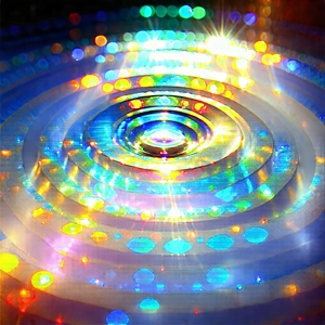 Abstract Watercolor Painting: Concentric circles with prismatic light