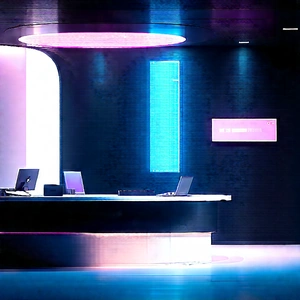 Futuristic Tech Startup Office With Black White