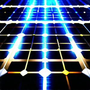 Solar Panel With Blue Light Glow With Close-up Solar