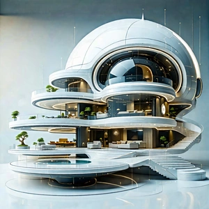 Tech Vector Art: Futuristic Smart Home With Large, Modern,