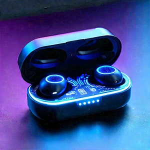 Wireless Earbuds With Holographic Display With Pair Blue