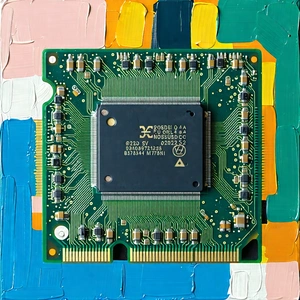 Tech Gouache Painting: Close-up of memory module