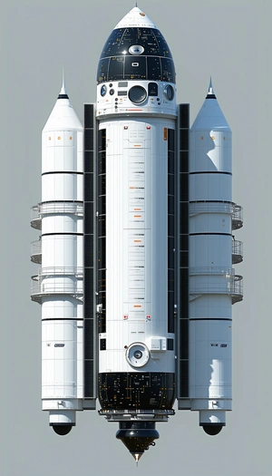 A Large White Rocket Ship Is Shown In A 3d Model