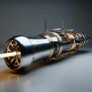 A Futuristic Spacecraft Is Shown In A Close-up View
