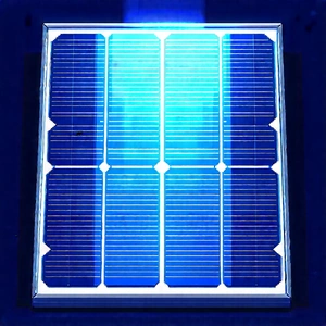 Solar panel with blue light glow