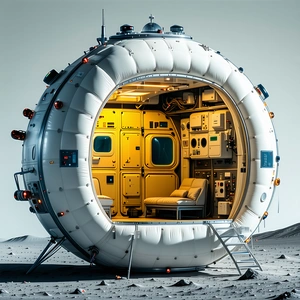 A Large White Dome-shaped Structure, Which Appears To Be A Space Station Or A Spacecraft