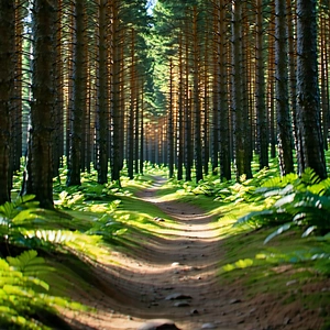 Nature Unreal Engine: Path through pine forest