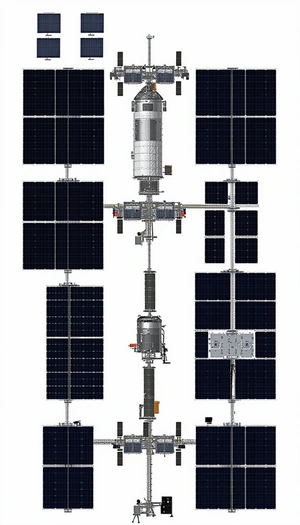large spacecraft shown white drawing