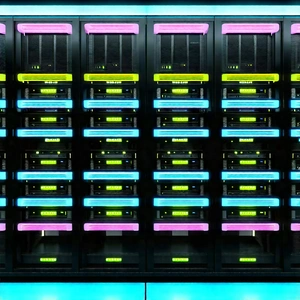Tech Commercial Photography: Server rack with neon accents